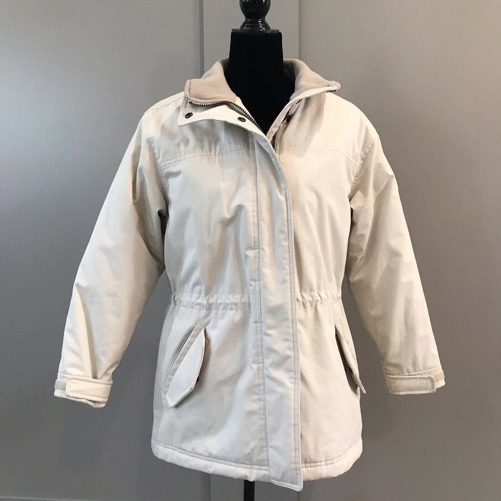 Pacific Trail womens Parka jacket coat Size XS Cream Beige Full Zip Snap